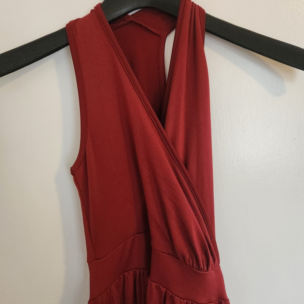 Chic Asymmetrical Burgundy Dress